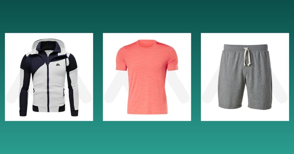 Hoodie, casual T-shirt and lounge shorts samples from Maswiz Industries, custom athleisure wear manufacturers in Sialkot