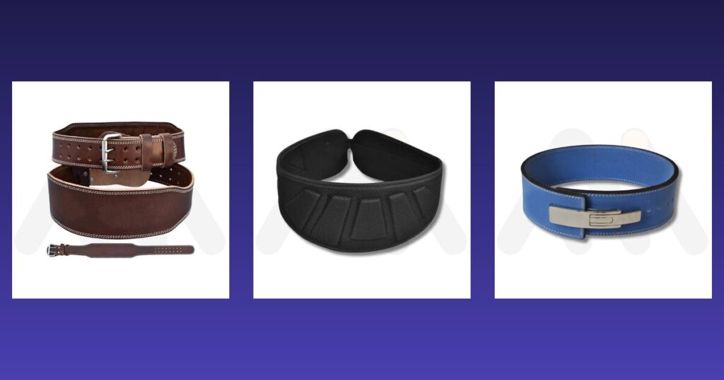 Leather gym belt and neoprene gym belt samples from Maswiz Industries, custom gym belt manufacturers in Sialkot
