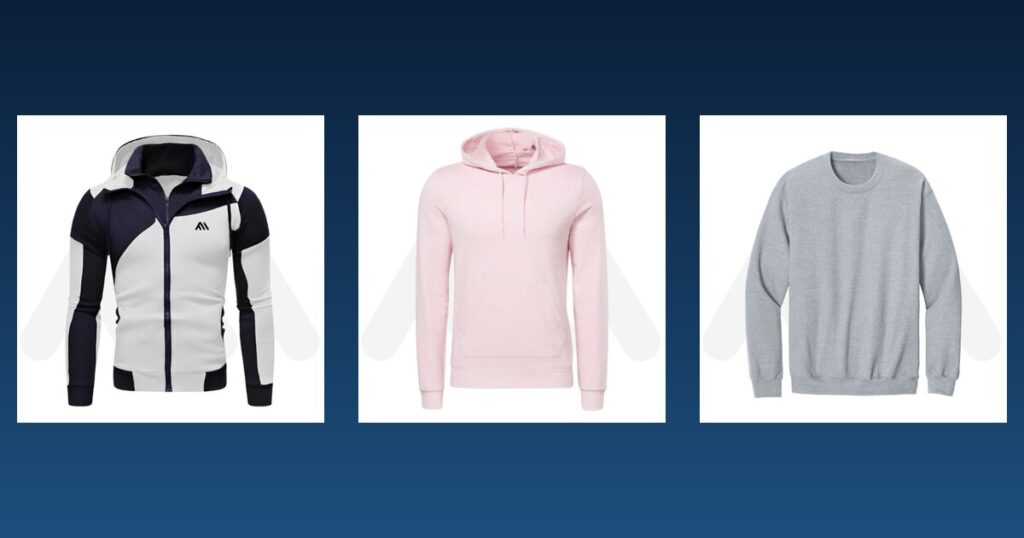 Hoodie, fitness hoodie and sweatshirt samples from Maswiz Industries, custom hoodie manufacturers in Sialkot