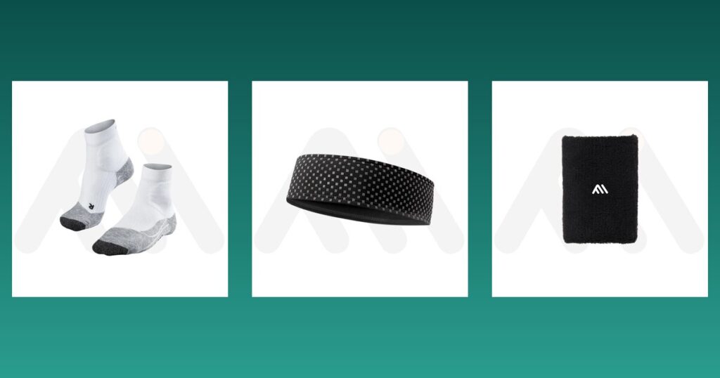 Tennis sock, head band and wrist band samples from Maswiz Industries, custom sports socks manufacturers in Sialkot